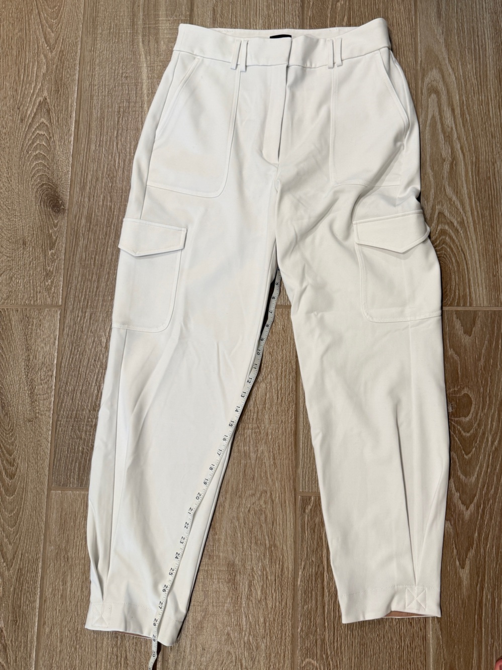 Tailored High Waisted Women’s Cargo Trousers in White (No Belt)